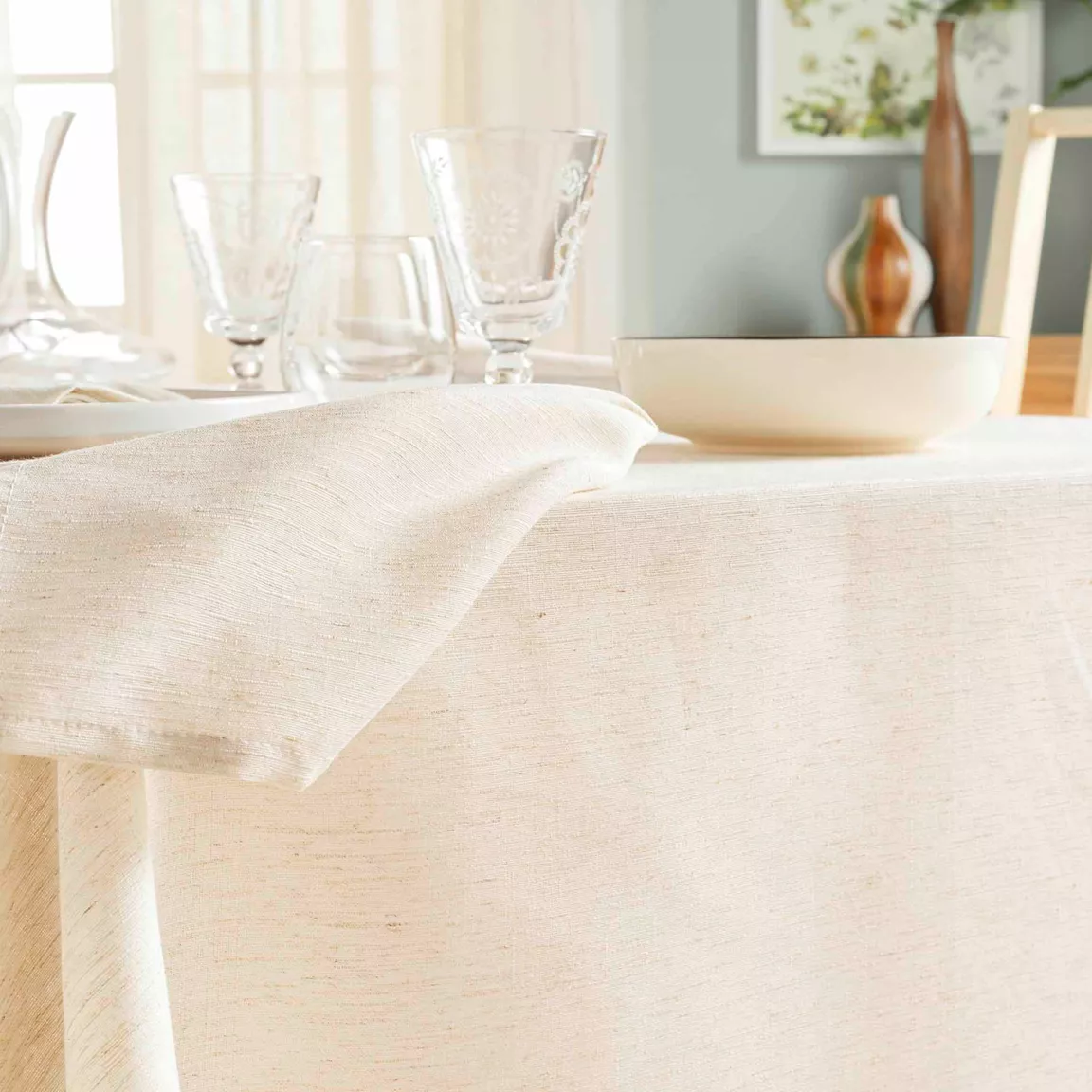 Nappe rectangulaire lin (140 x 240 cm) Pauline Ecru