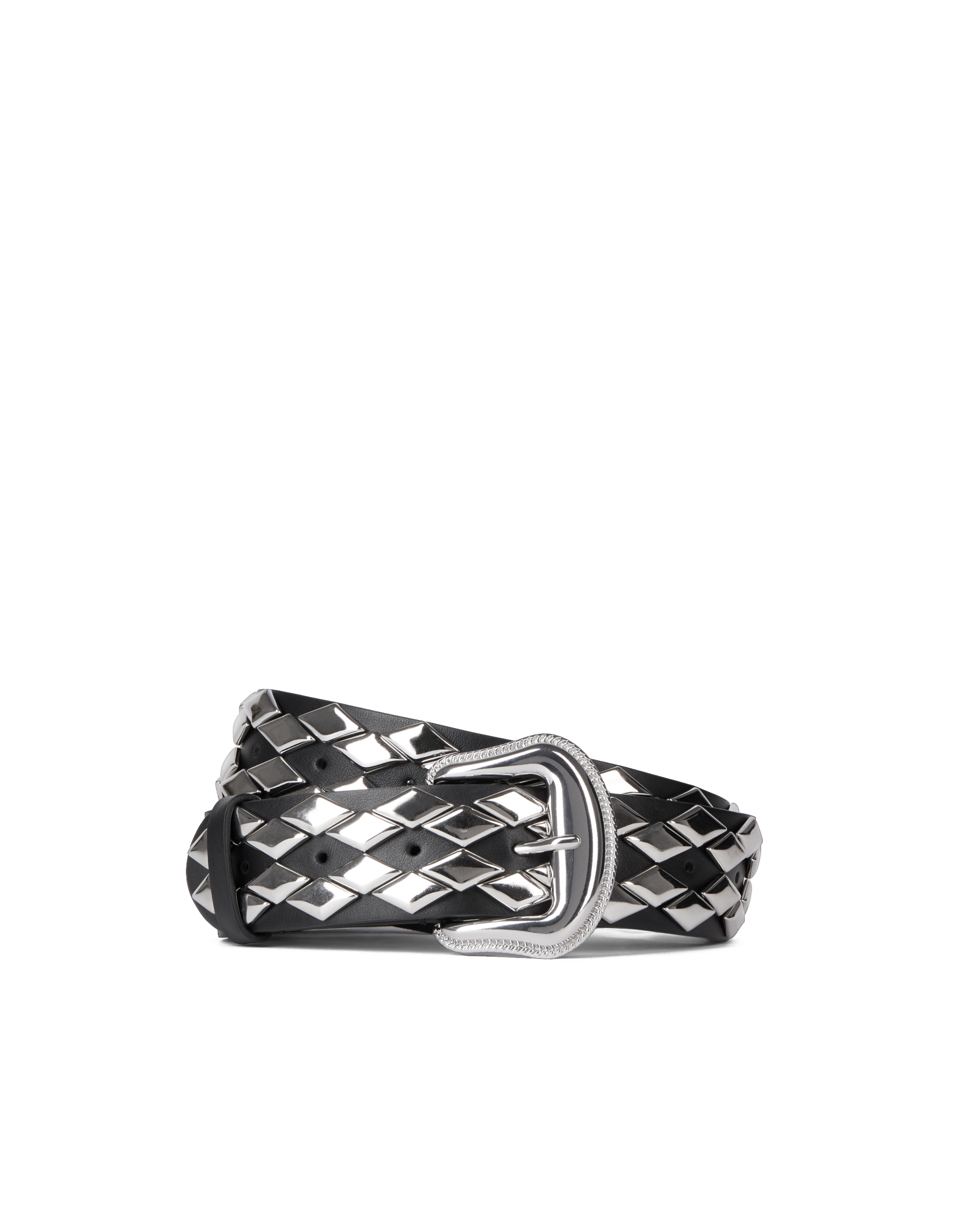 Ceinture en cuir avec clous | Noir