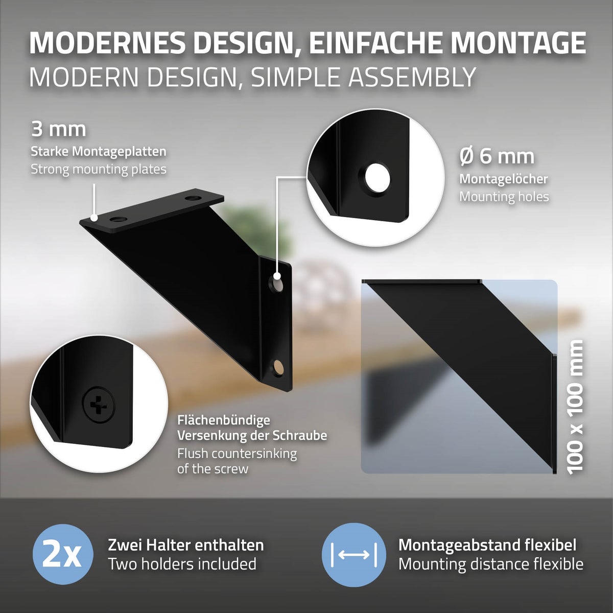 ML-Design 2-delige plankdragerset, 10 cm, zwart, metaal, driehoekige plankdragers, zwevende plankhoeken, wandmontage, 90° wandmontage, plankdrager, wandplank, wandconsole, hangende plank, plankdrager