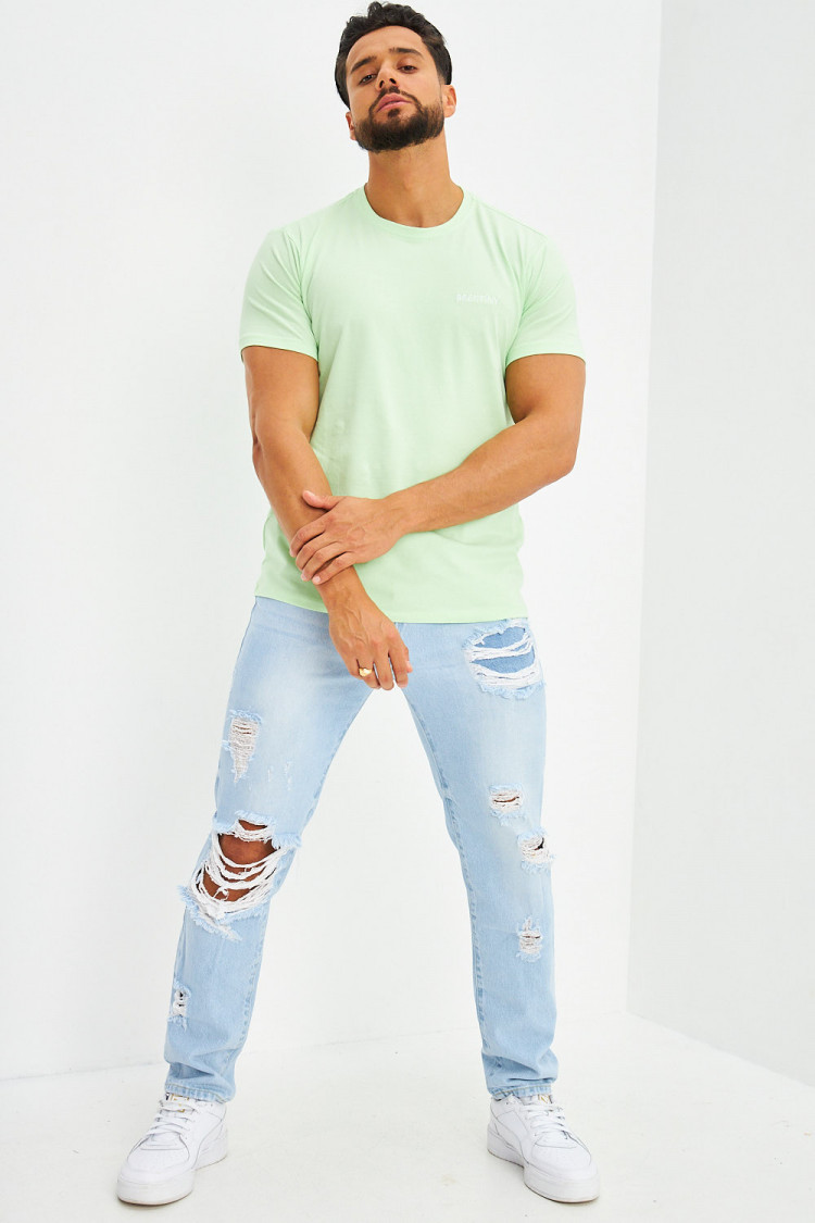 T-shirt basique logo Brentiny brodé vert pomme