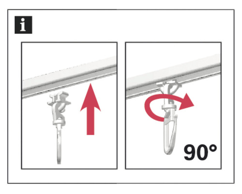 Zwenkglijder met vouwhaak voor 6 mm rails, wit, 20 stuks.