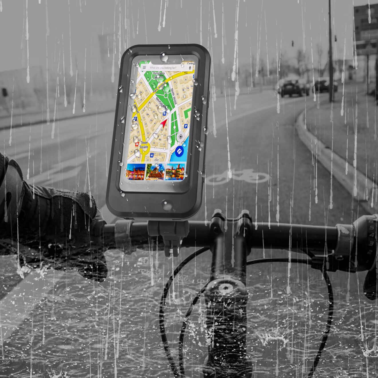 Onamaste Support téléphone pour vélo noir
