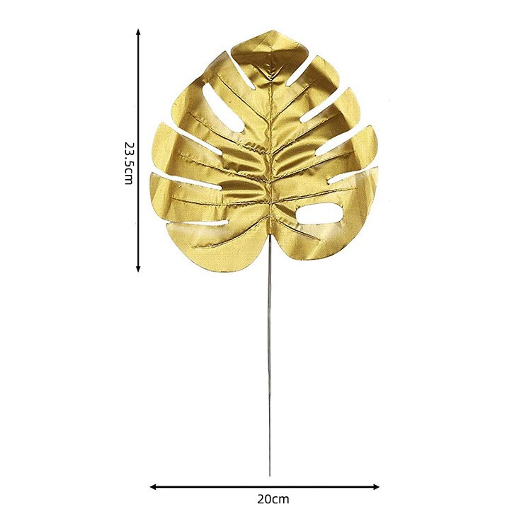 (12er Set) 38cm Deko Kunstblätter Palmenblätter Monstera Kunstpflanzen Blätter für Kranz / Girlande / Blumenstrauss - Gold