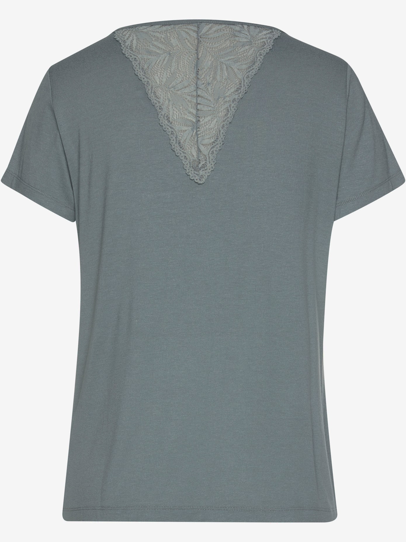 Haut de pyjama élégant t-shirt à manches courtes orné de détails en dentelle