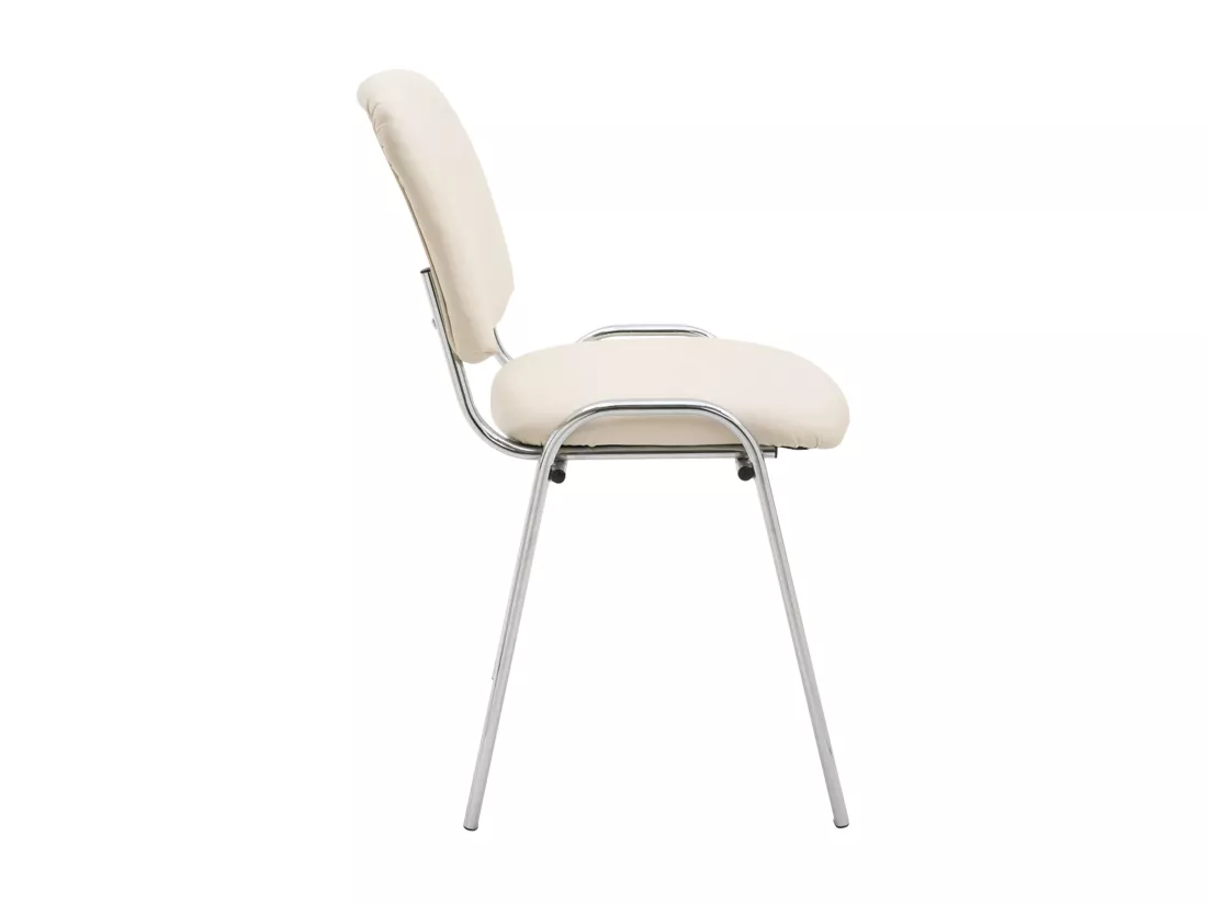 Chaise de salle à manger - Similicuir & Métal chromé - Crème - Ken