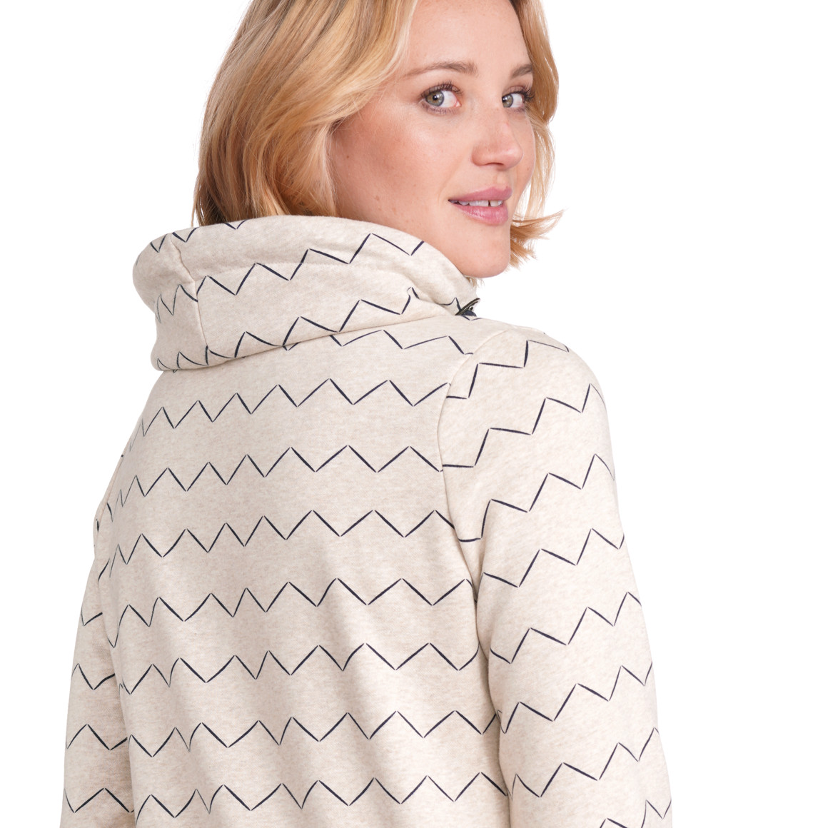 Gina Damen Sweatshirt mit Schalkragen creme