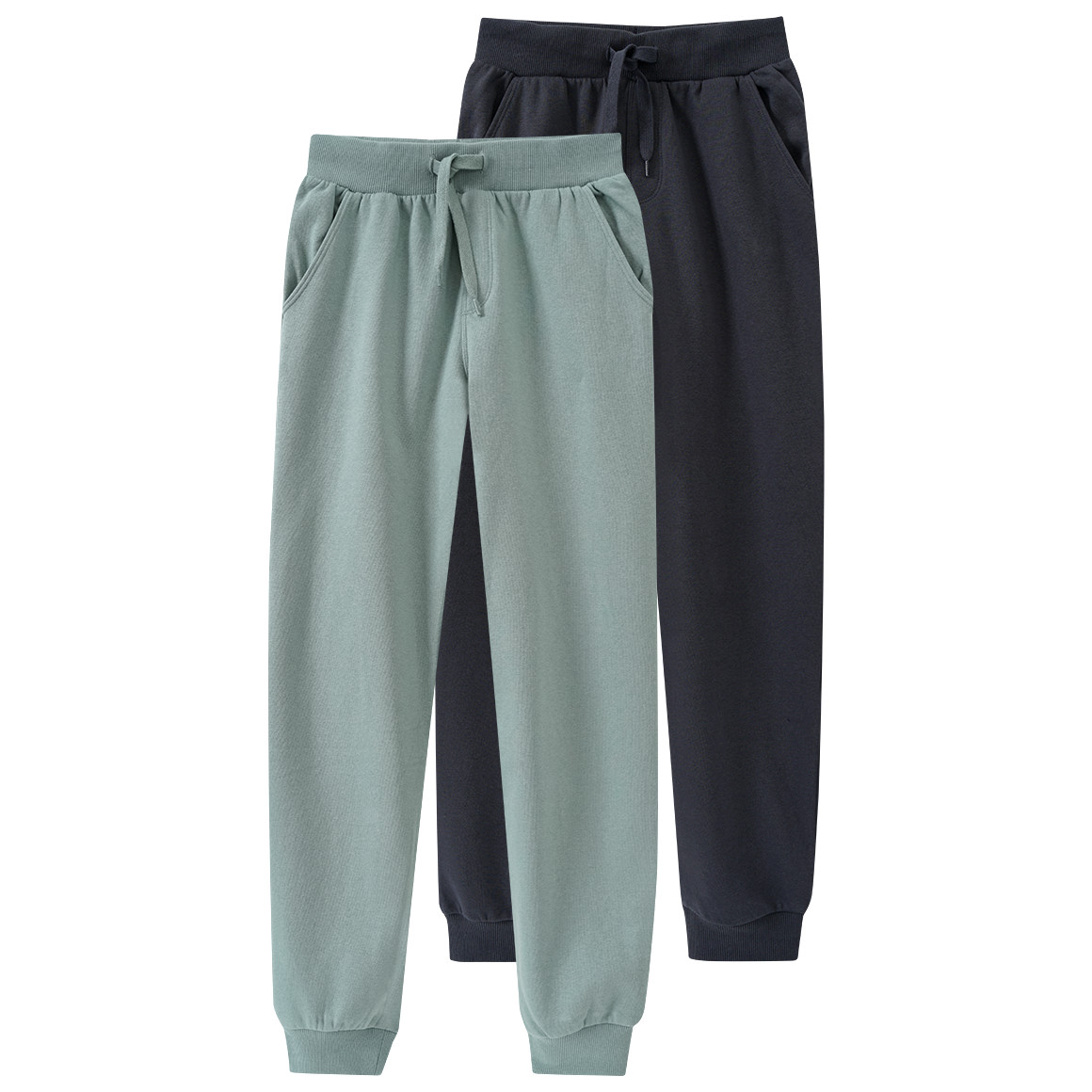 Famy 2 Jungen Jogginghosen mit Tunnelzug oliv / dunkelgrau