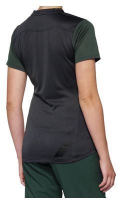 Maillot Manches Courtes Femme 100% Ridecamp Gris Charcoal/Forest Vert