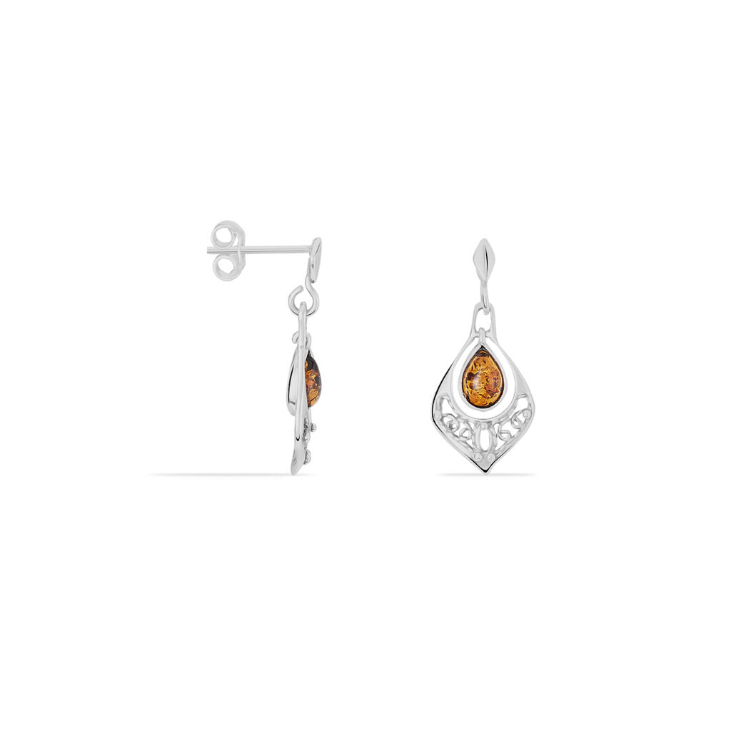 Boucles D'oreilles Pendantes Doralyn Argent Blanc Ambre