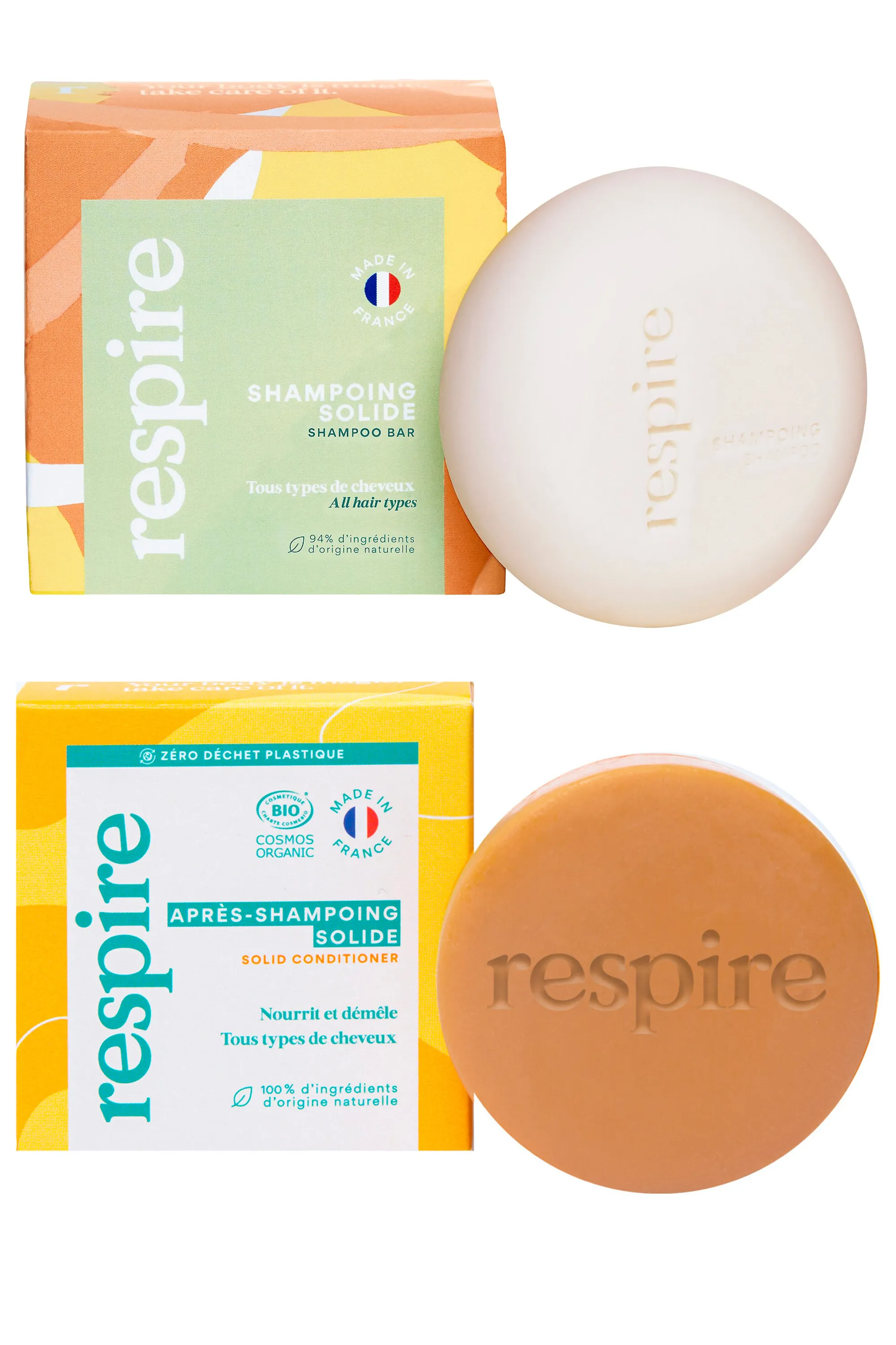 Respire Duo shampoing et après-shampoing solides-125 g