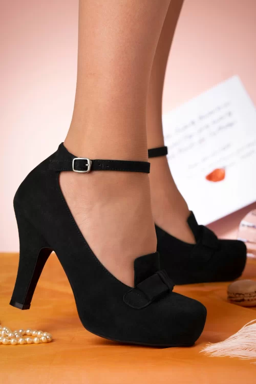Lola Ramona ♥ Topvintage Angie Aveline suède pumps in zwart