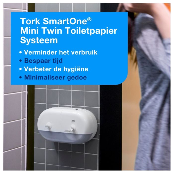 Tork 682000 T9 SmartOne Twin Mini Toiletpapier Dispenser Wit T9 (682000)
