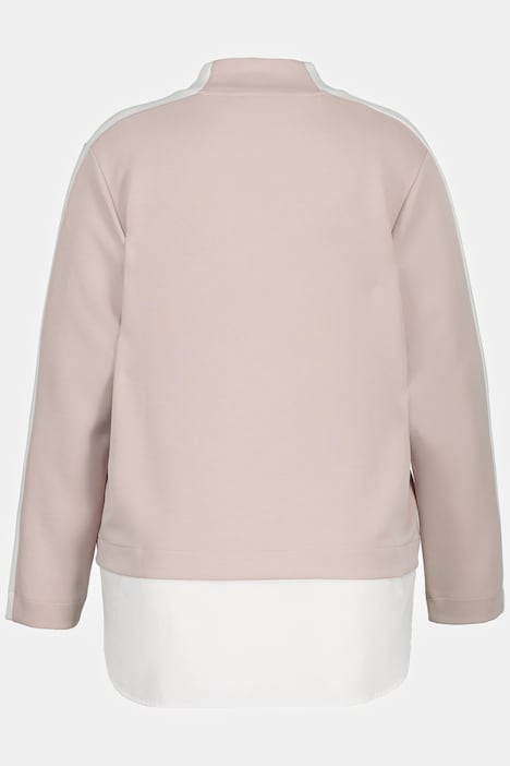 Sweatshirt, Blusensaum, Stehkragen, Langarm