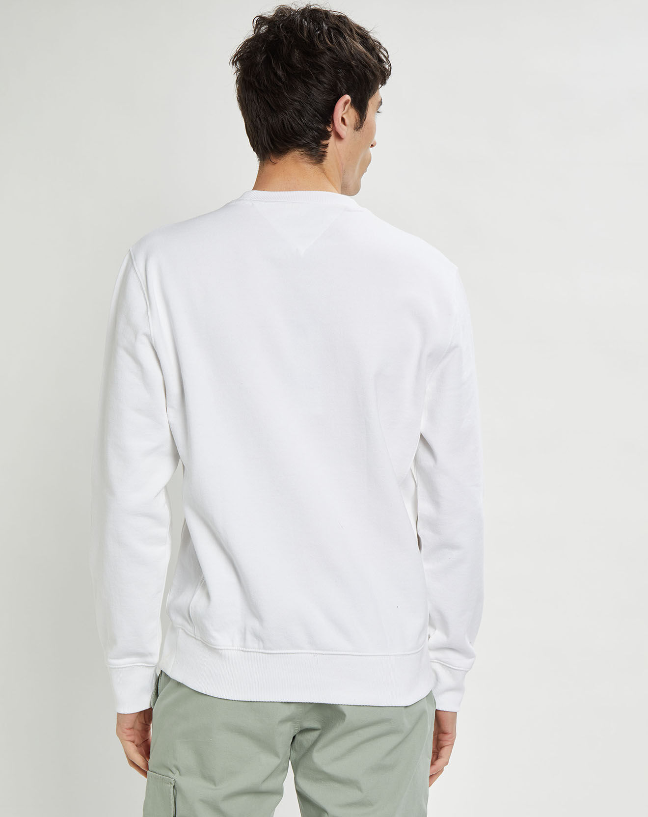 Tommy Jeans Sweat 100% Coton Bio timeless logo crew blanc