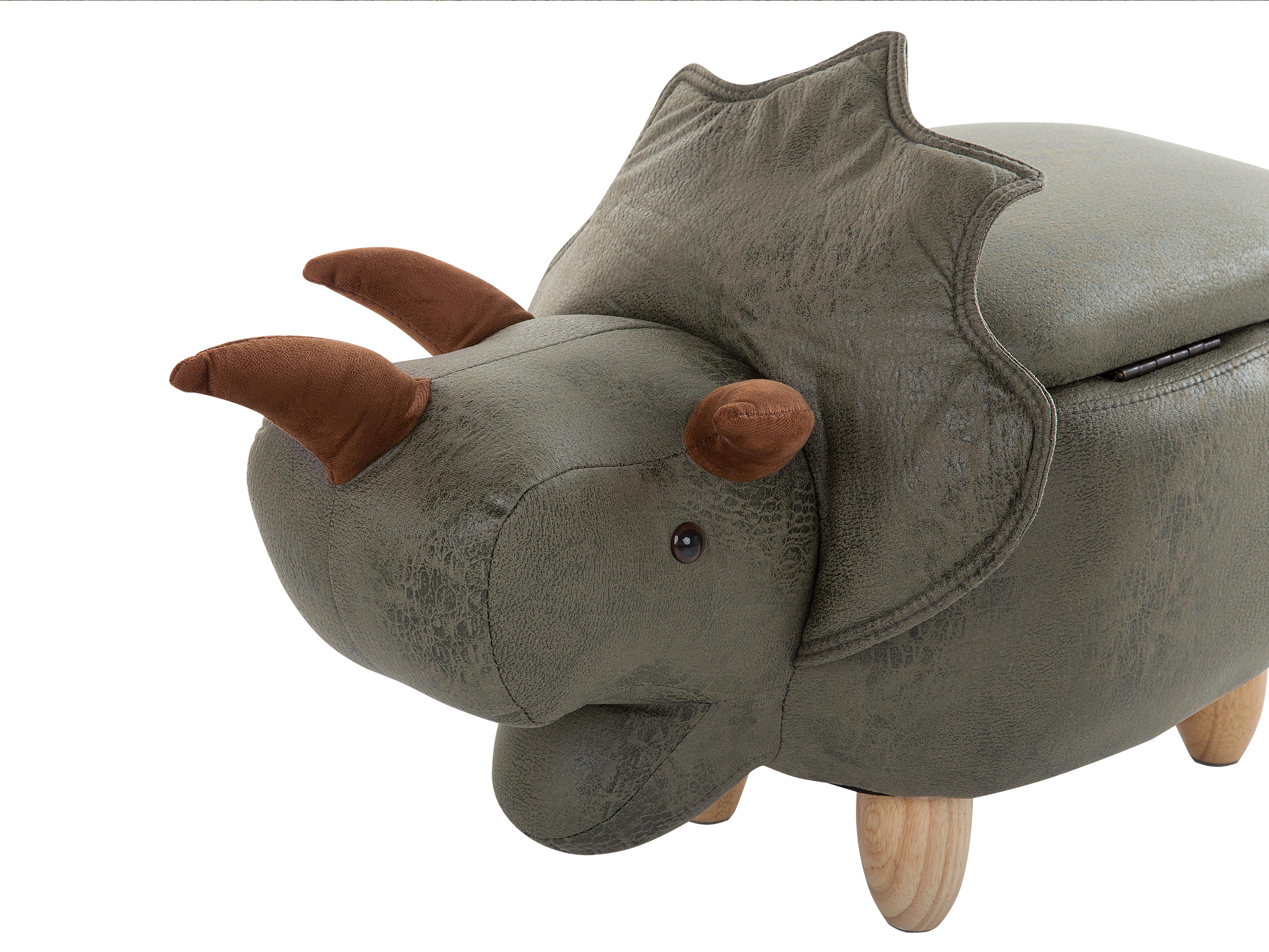 Dierenpoef met opbergruimte TRICERATOPS Stof Donkergroen Dinosaurus