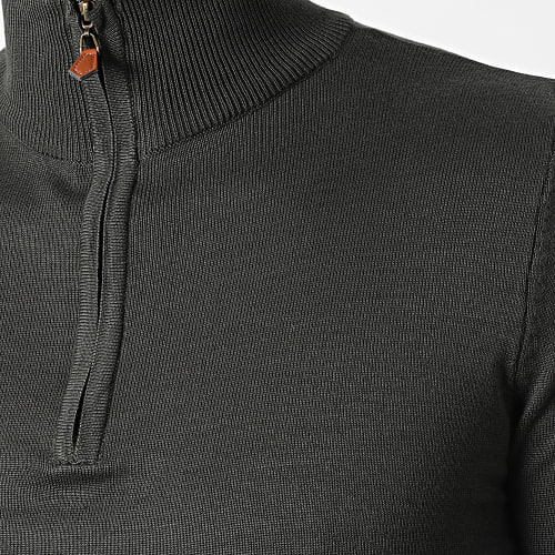 Pull Col Zippé J666 Vert Kaki
