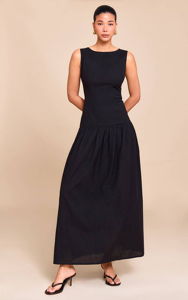 Noir Robe Maxi À Taille Basse