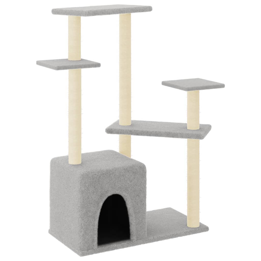 Arranhador para gatos vidaXL com hastes de sisal cinza claro, 107,5 cm