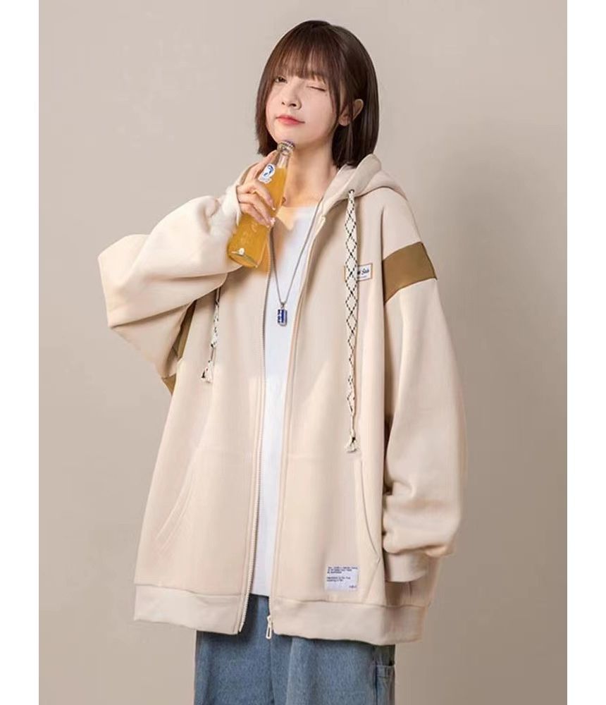 Dream Drop - Tweekleurige applicatie oversized hoodie met rits