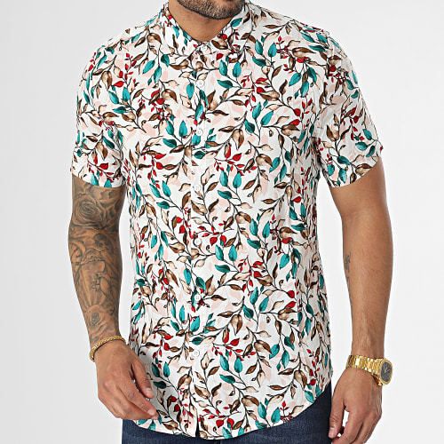 Chemise Manches Courtes Floral Blanc