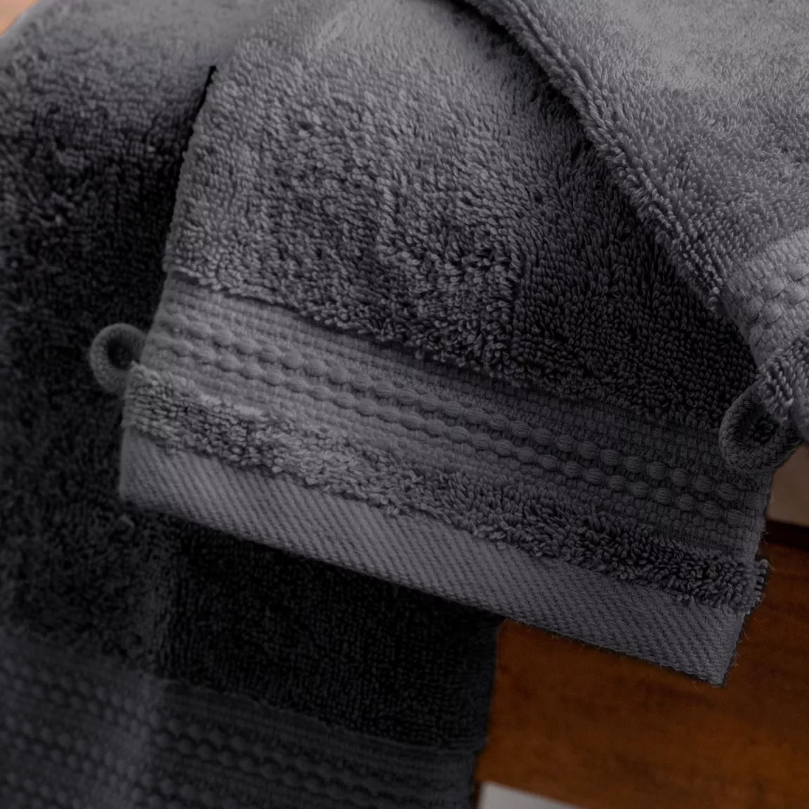 Lot de 2 gants de toilette coton bio (15 x 21 cm) Méline Gris orage