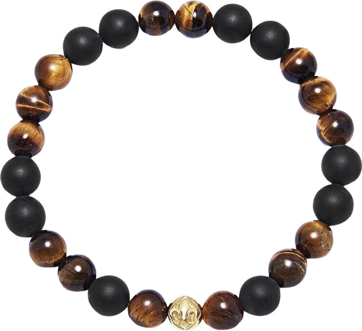 Nialaya Men's Wristband with Matte Onyx and Brown Tiger Eye Multi