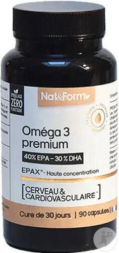 Nat&Form Omega 3 Premium Qualité EPAX 90 Capsules