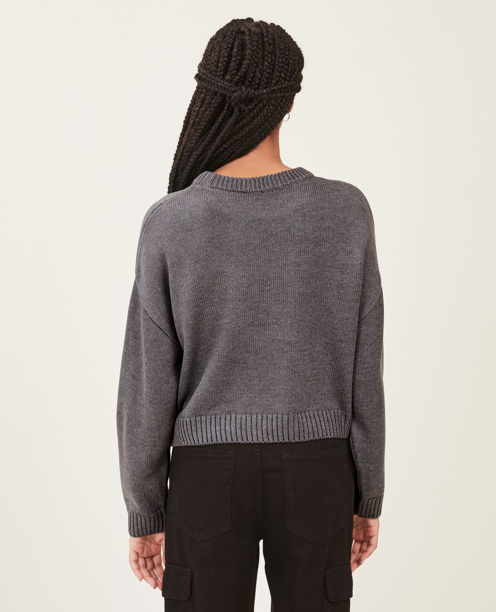 Pull court en maille - Gris clair