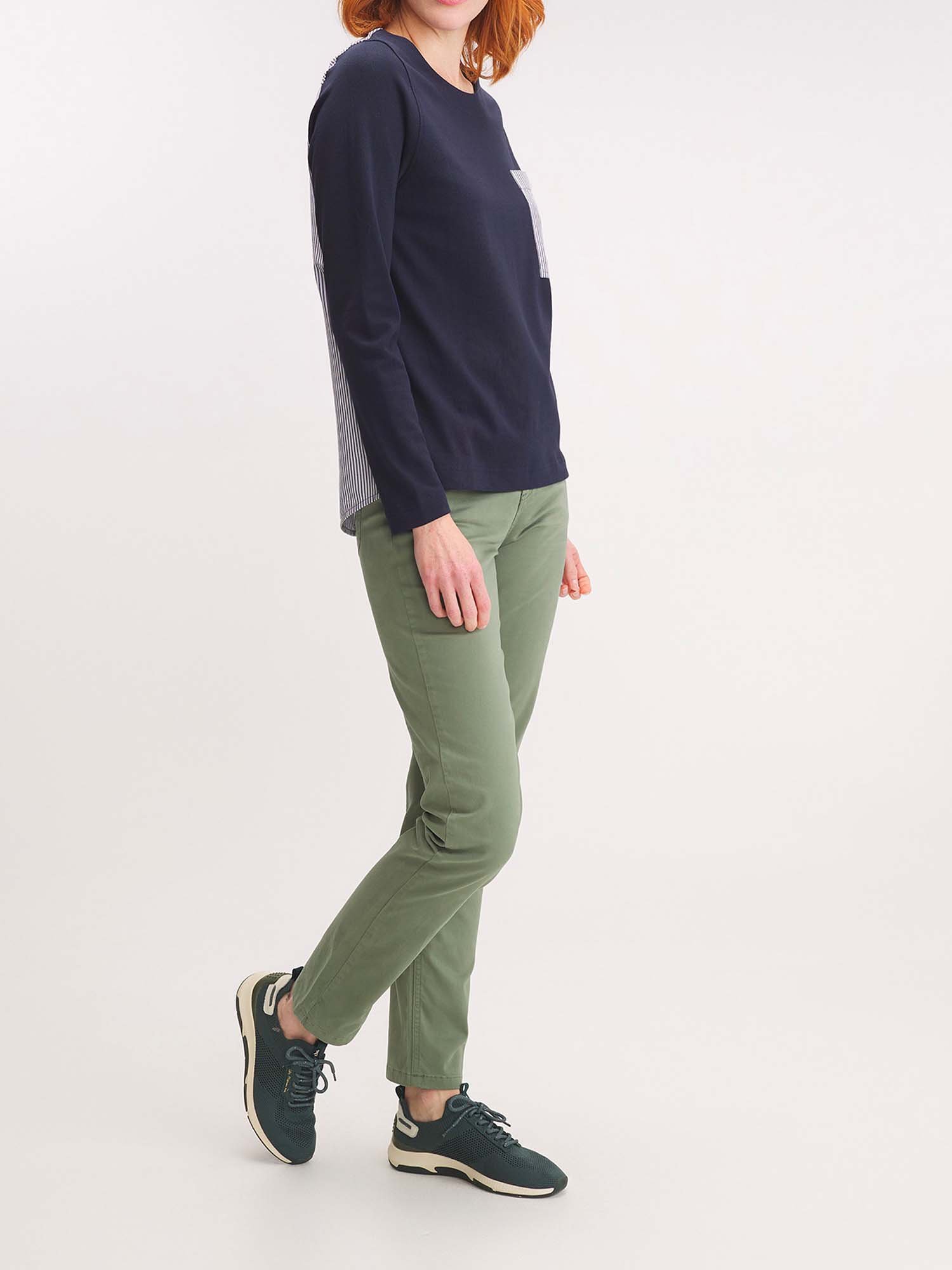 Tee Shirt Femme Esprit Nautique Manches Longues Marine