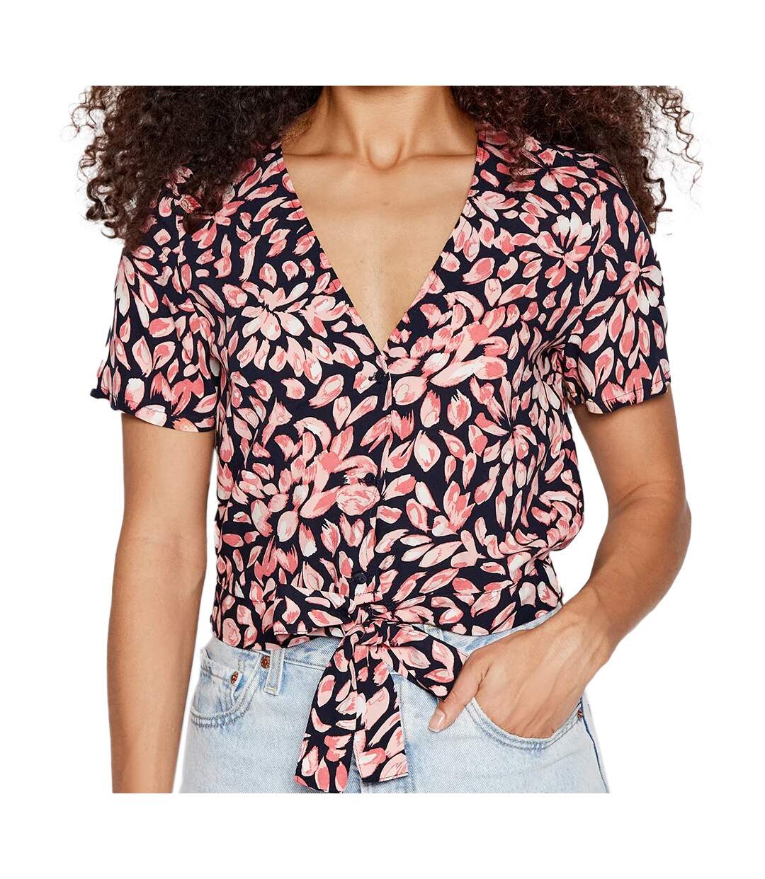 Blouse Marine/Rose à fleurs Femme Vero Moda Easy