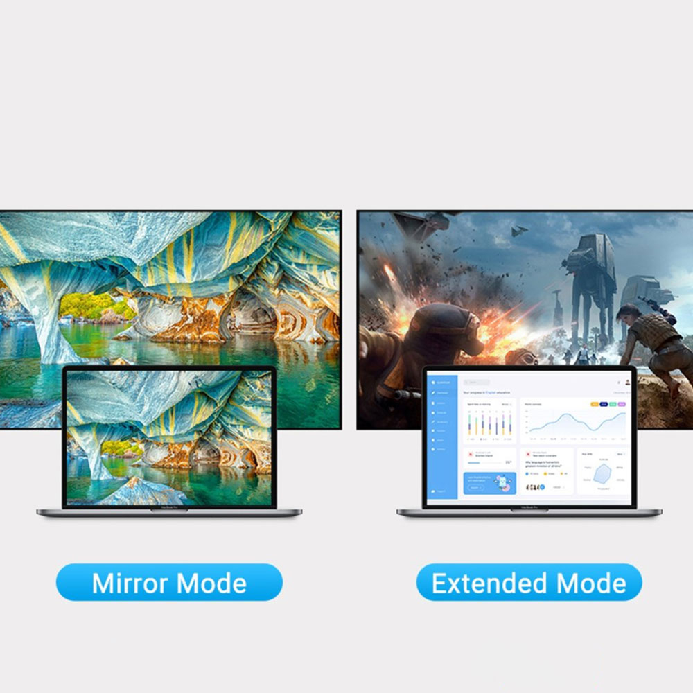 USB C auf HDMI 4K@60Hz Mini Adapter Stecker für MacOS / Android / Windows - Grau
