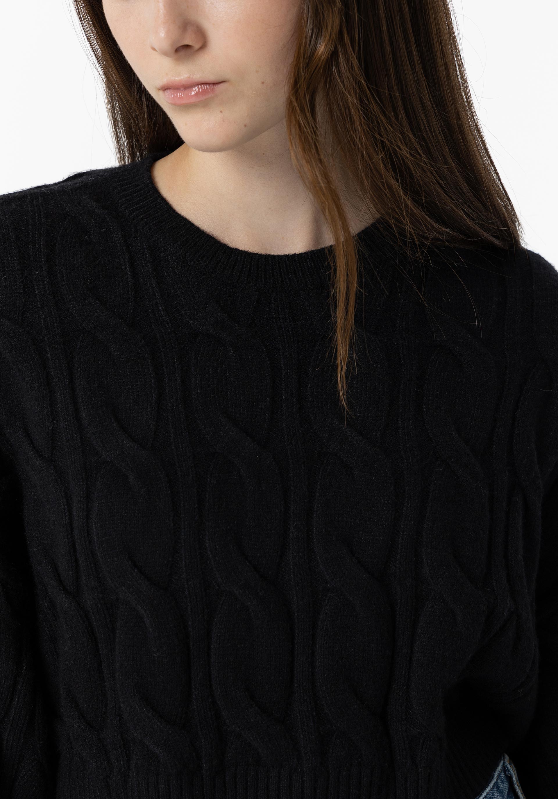 Camisola em Malha de Cabo Cropped