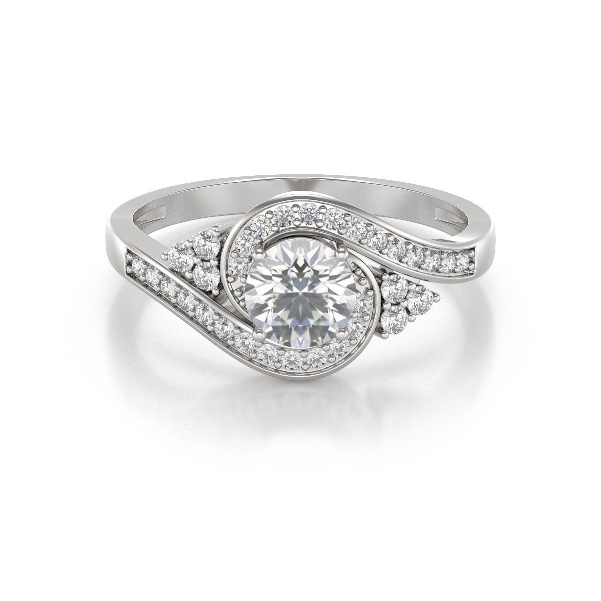 Bague ADEN Or Blanc Moissanite et Diamants 2.702grs