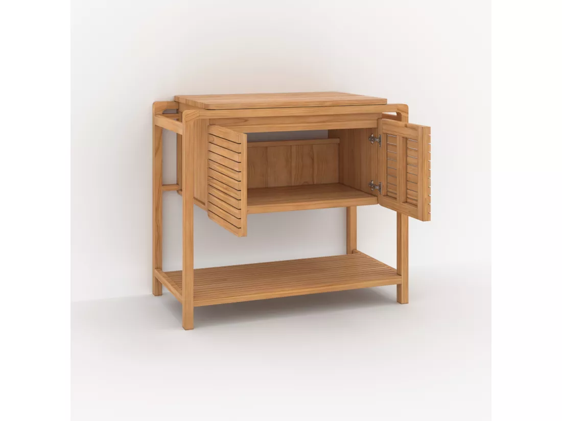 Meuble de salle de bain en bois de teck 90 cm - Lucette