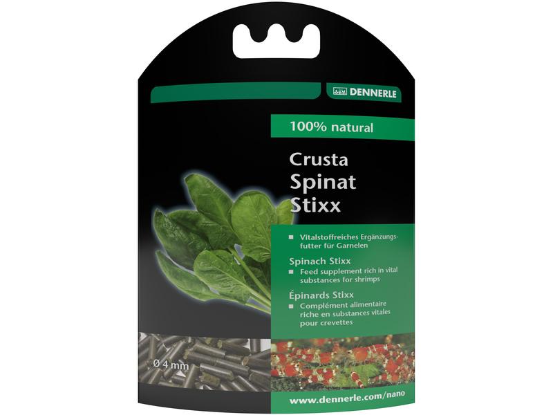 Dennerle Ergänzungsfutter Crusta Spinat Stixx, Ø 4 mm, 30 g Vitalstoffreiches Ergänzungsfutter für Garnelen