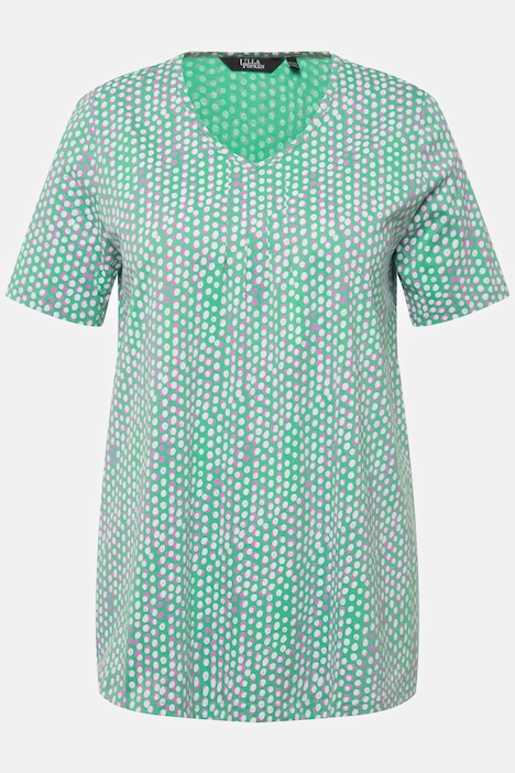 T-Shirt, Zierfalten, A-Linie, V-Ausschnitt, Halbarm