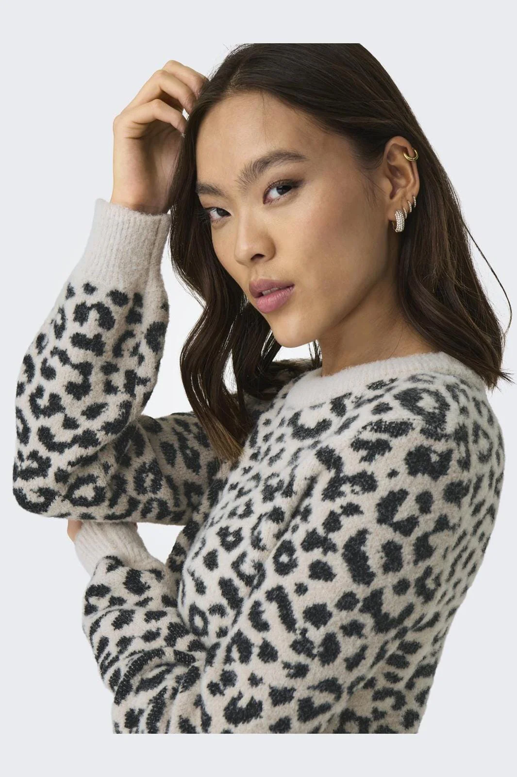 JDY JDYlorraine Animal L/S Pullover Knt 4285264 cement black leopard spots