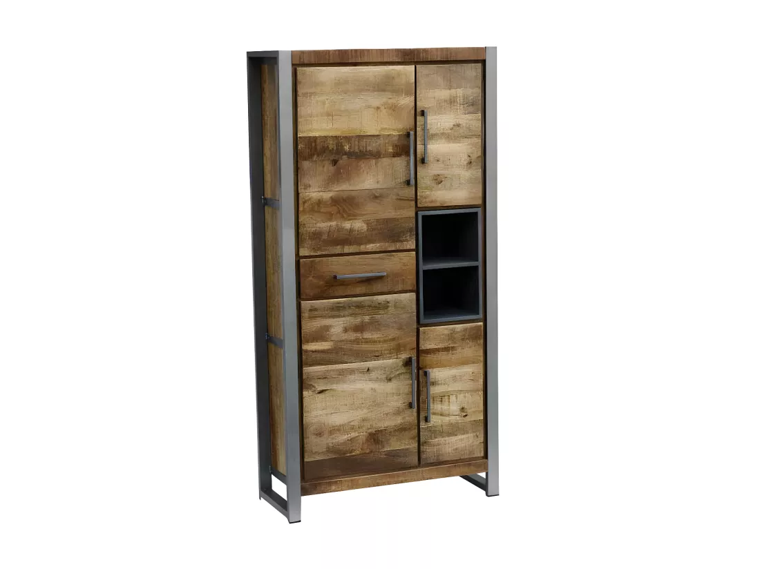 Armoire 4 portes, 2 niches, 1 tiroir Bois/Metal - JINK