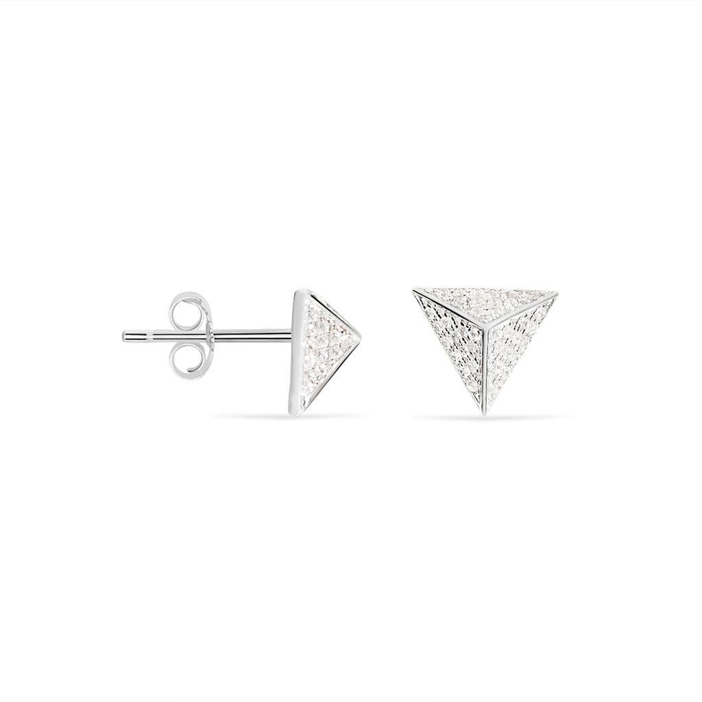 Boucles D'oreilles Puces Cleofa Argent Blanc Oxyde De Zirconium