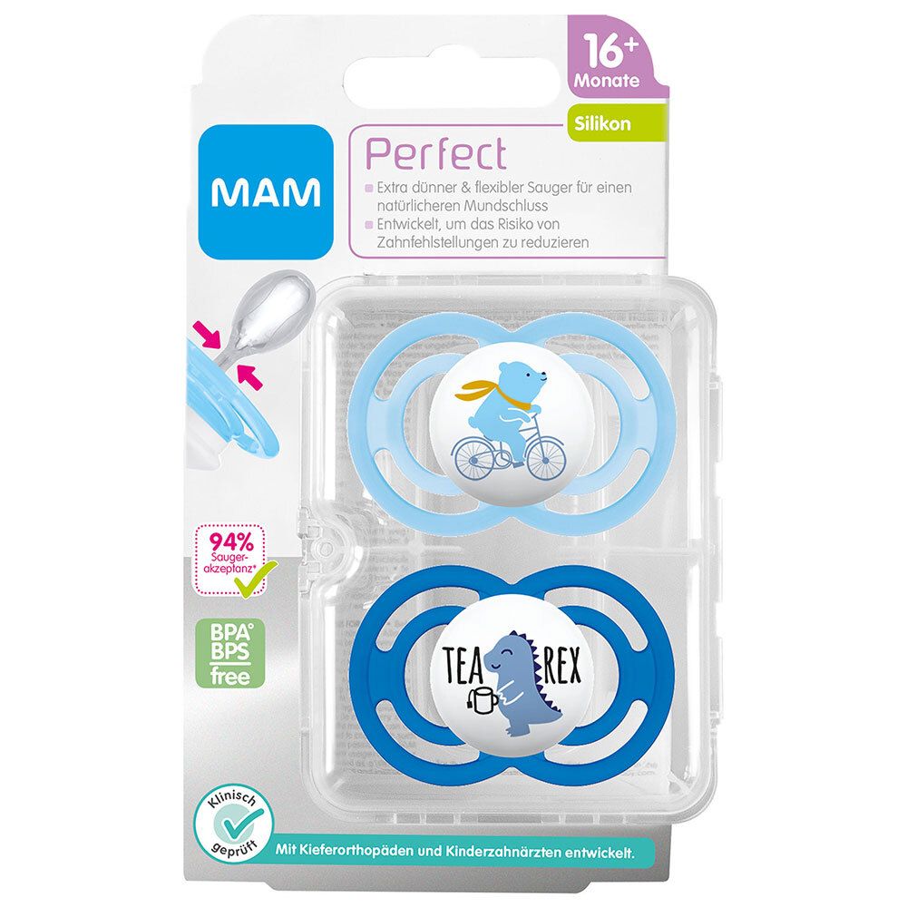 MAM Perfect Silikonschnuller 16+ Monate (Farbe/Motiv nicht wählbar)