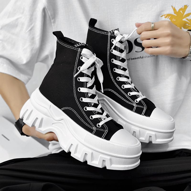 Tanzanite - Platform Canvas High Top Sneakers