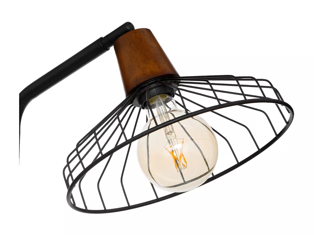 Lampadaire en Bois et métal Noir H 163 cm