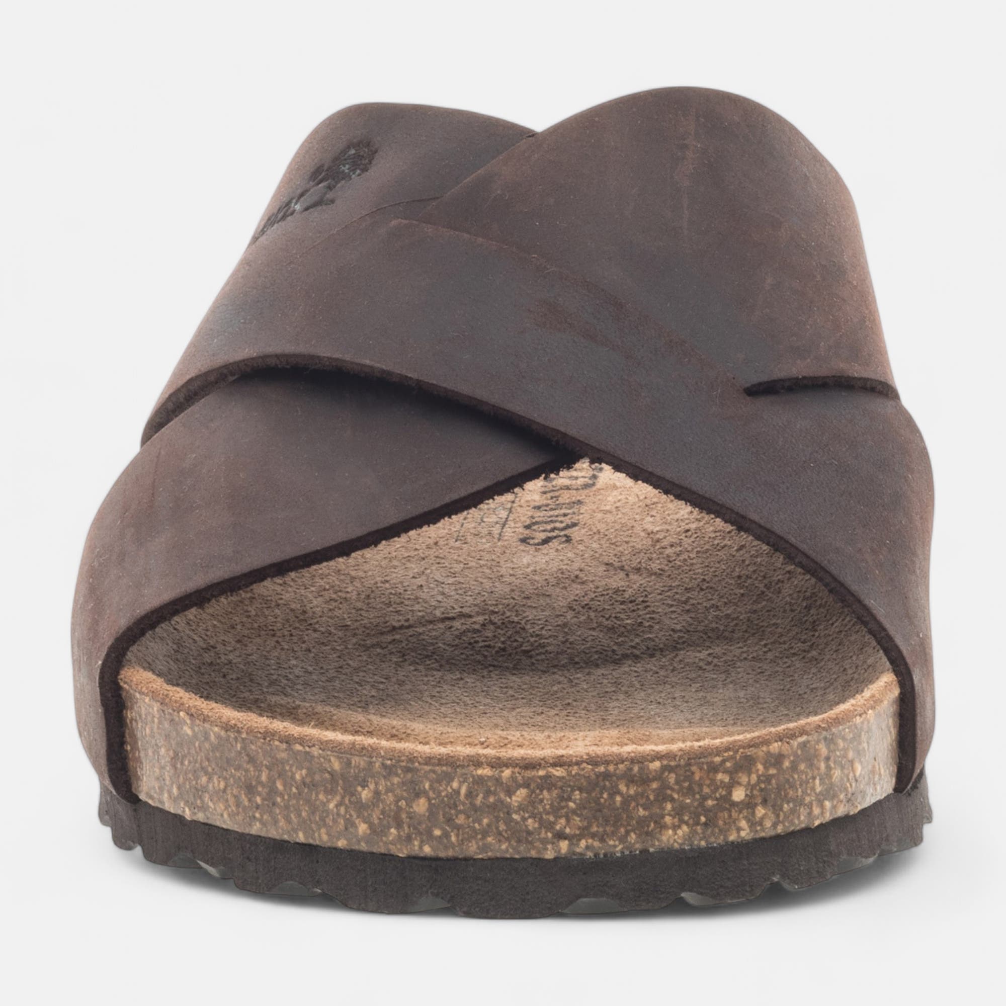 Mules semelle liège Homme en cuir marron