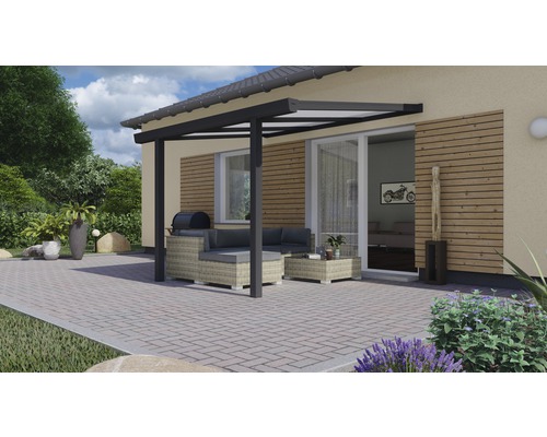 Easy Edition Gloss terrasoverkapping met opaal polycarbonaat, 300x250 cm, antraciet