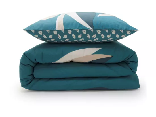 Parure de lit 2 personnes tropical réversible feuilles 240x220cm