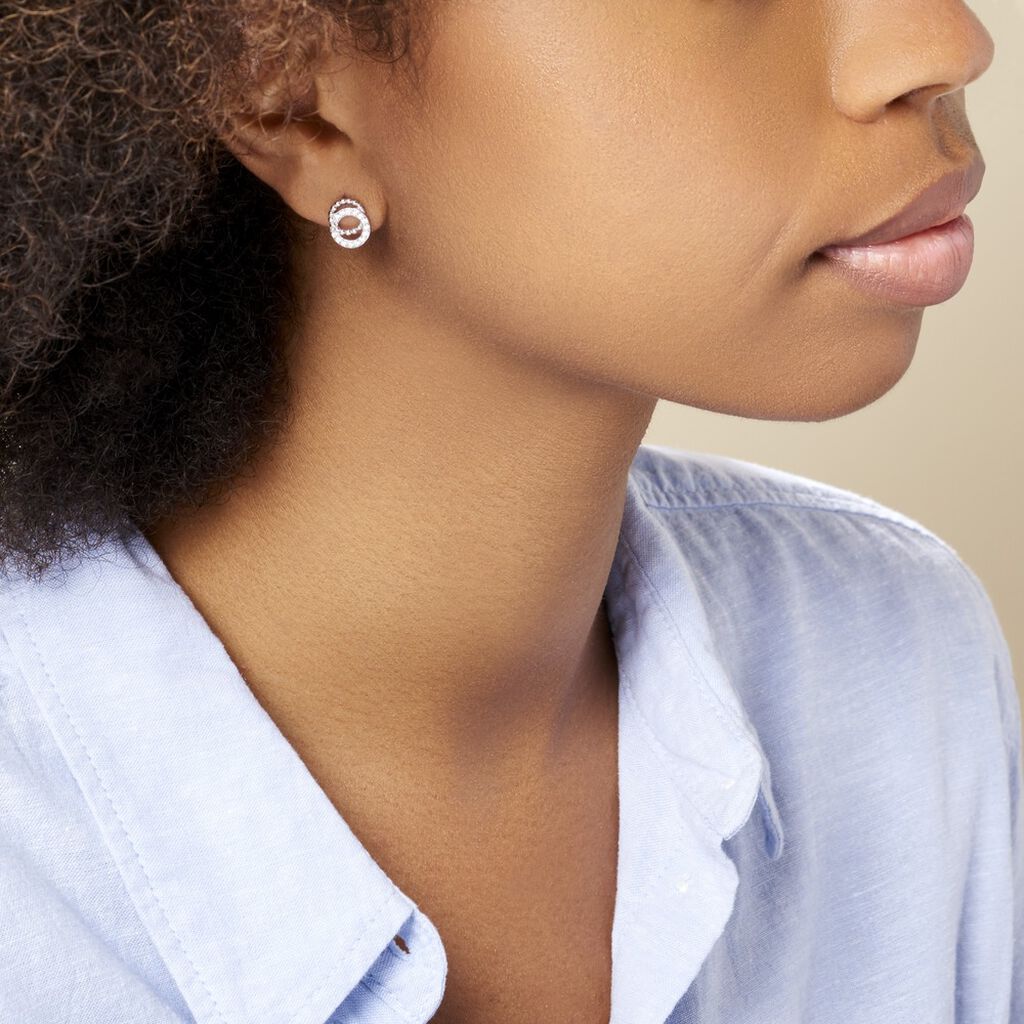 Boucles D'oreilles Puces Magou Argent Blanc Oxyde De Zirconium