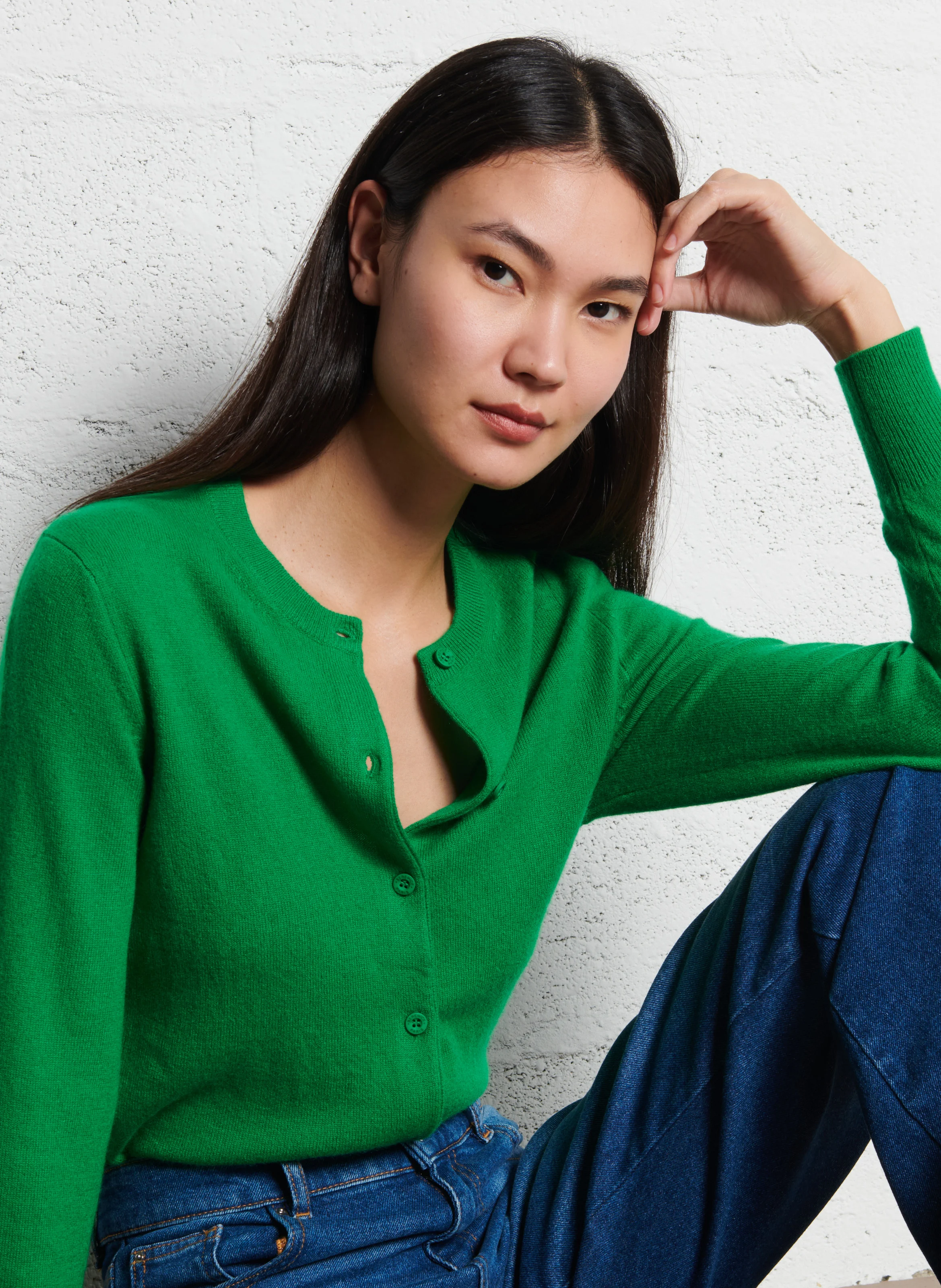 ATIGILET - Gilet col rond droit en cachemire | Vert