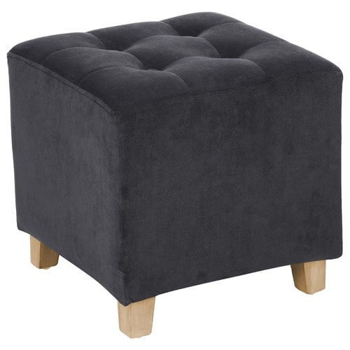 Pouf leandre - velours - gris