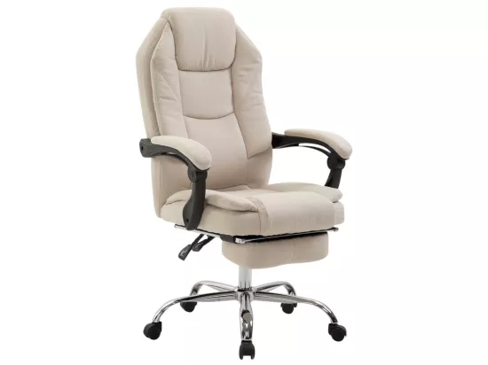 Chaise de bureau - Tissu & Métal chromé - Crème - Castle