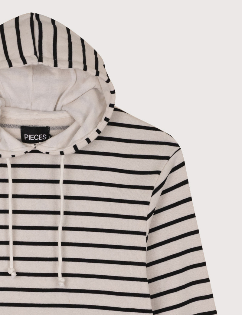 PIECES SWEAT CAPUCHE RAYÉ CHILLI BEIGE FEMME